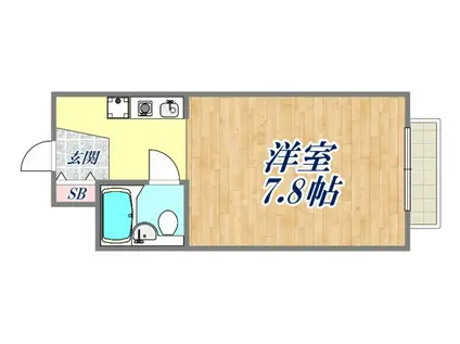 ライフイン芦屋(ワンルーム/1階)の間取り写真