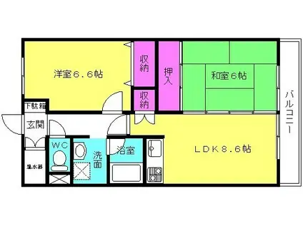 リアライズ加古川2(2LDK/1階)の間取り写真