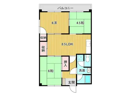 泰平ビルコーポ(3LDK/5階)の間取り写真