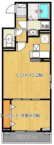 ヴェルメゾン 旭町(1LDK/1階)の間取り写真