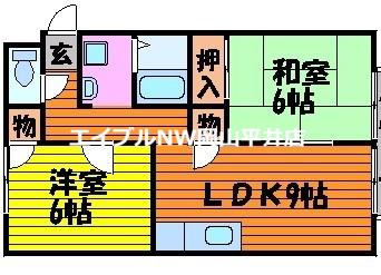サンビレッジ竜之口E(2LDK/2階)の間取り写真