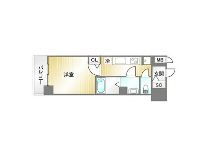 クオーレ神戸山手(1K/5階)の間取り写真