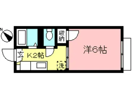 グリーンコーポK2(1K/2階)の間取り写真