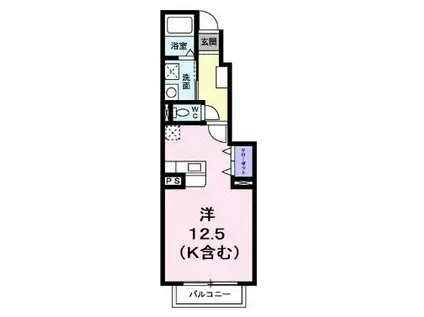 クラール大高 B(ワンルーム/1階)の間取り写真
