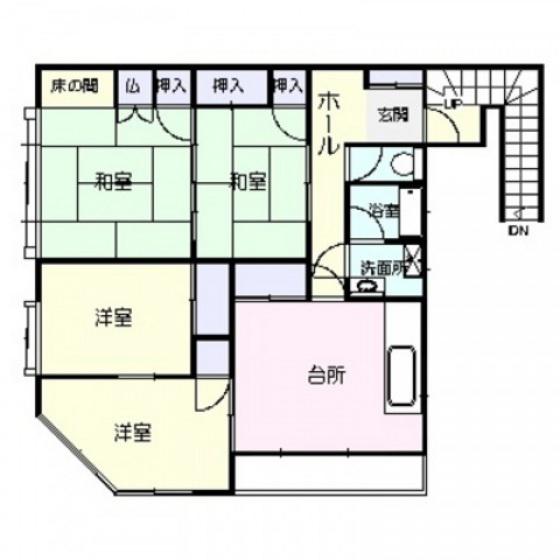 ＪＲ山陽本線 向洋駅 徒歩26分 2階建 築39年(4LDK/2階)の間取り写真