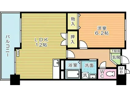 ジャミロ小倉(1LDK/8階)の間取り写真