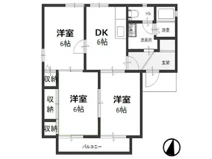 グッドハッピーハウス(3DK/2階)の間取り写真