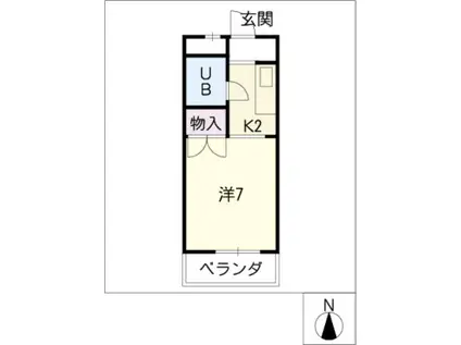 レインボーハイツ(1K/1階)の間取り写真