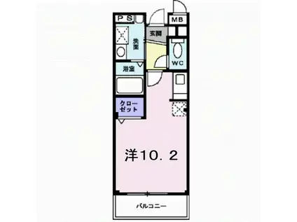 ヴィアーレ・II(ワンルーム/1階)の間取り写真