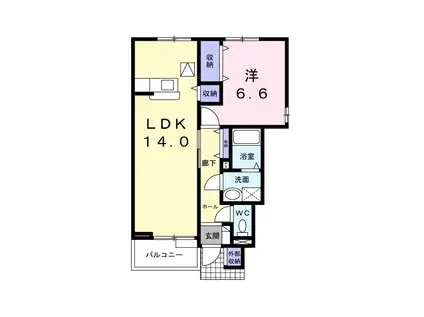 エストシャトーB(1LDK/1階)の間取り写真