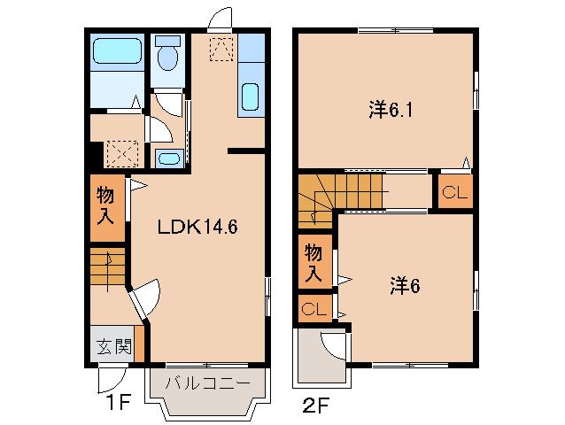 パミドーリII(2LDK/1階)の間取り写真