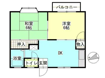 ラ・ポール(2DK/2階)の間取り写真