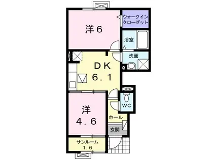 アイリスΑ(2DK/1階)の間取り写真