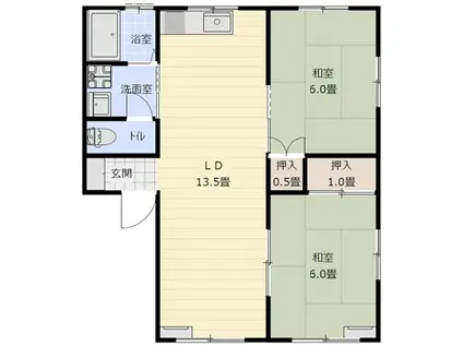 モンアルブルC棟(2LDK/2階)の間取り写真