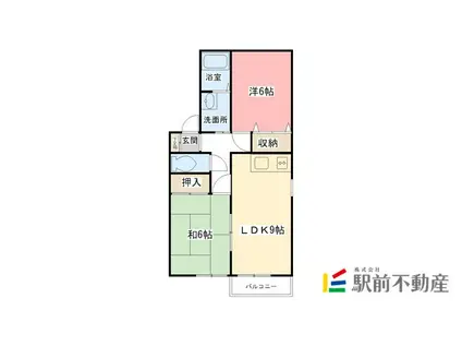 セジュール三日月B(2LDK/2階)の間取り写真