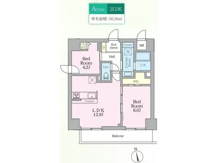 アルフィーネ桜上水(2LDK/4階)の間取り写真