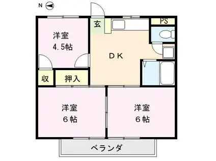 ハイツソレイユ(3DK/1階)の間取り写真
