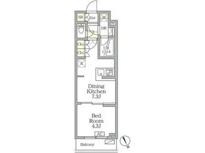 アジールコート後楽園(1DK/3階)の間取り写真