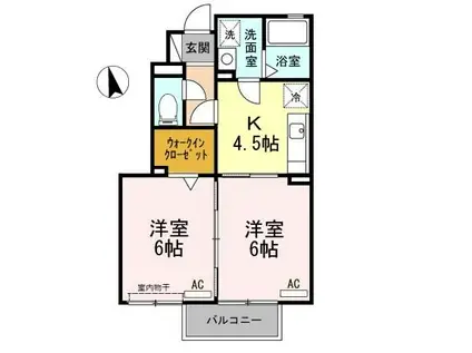 エントピア・S(1K/1階)の間取り写真