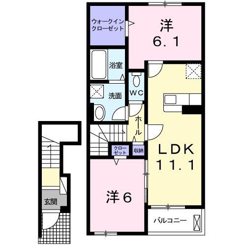 クラルテII(2LDK/2階)の間取り写真
