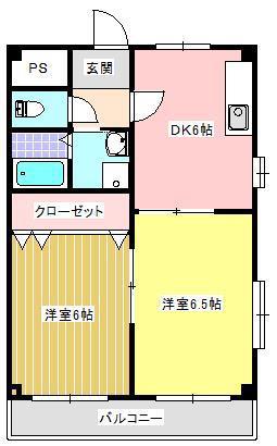 ブルーメゾン青島(2DK/2階)の間取り写真