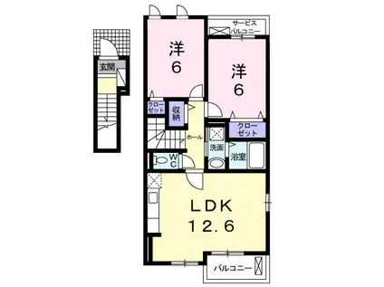 アウローラ・YII(2LDK/2階)の間取り写真