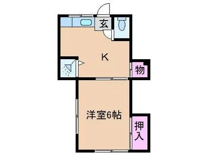 大倉山コーポ(1K/2階)の間取り写真