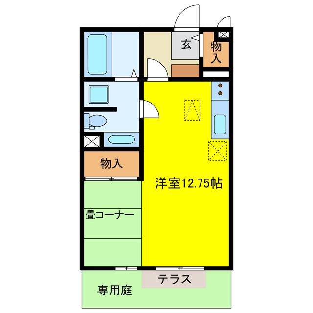 BLOOM(ワンルーム/1階)の間取り写真