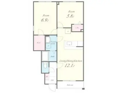 ポーチュラカ(2LDK/1階)の間取り写真