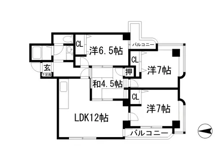 シュロス五月山2(4LDK/2階)の間取り写真