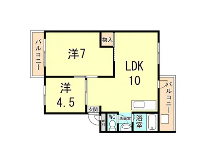 厚生年金C棟(2DK/2階)の間取り写真