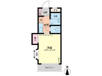 パークハイツ百合ヶ丘(1K/1階)の間取り写真