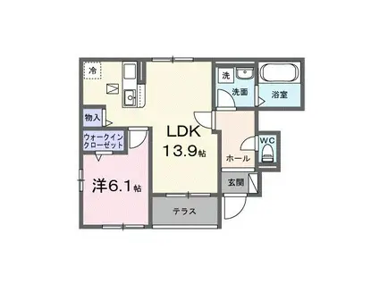 ブルーム(1LDK/1階)の間取り写真