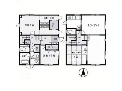 西宮サニーヒルズ(3LDK/1階)の間取り写真