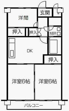 菊川サンハイツ(3DK/3階)の間取り写真