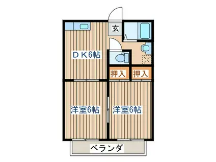 ル・ベ-ル中山(2DK/2階)の間取り写真