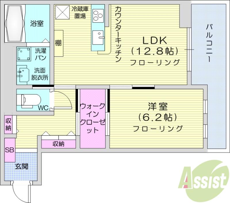 CAMELOTイースト(1LDK/2階)の間取り写真