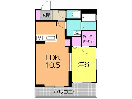 メゾン愛(1LDK/2階)の間取り写真