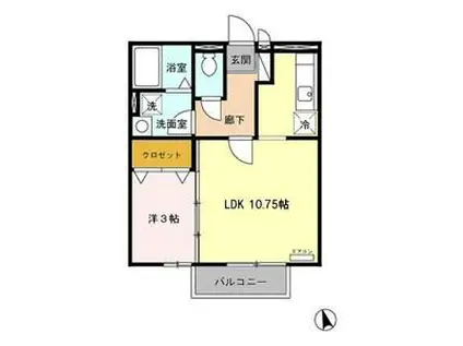 フォルトゥーナ(1LDK/2階)の間取り写真