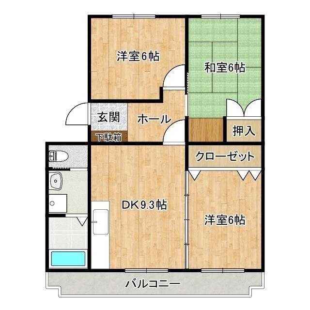 リューデスハイム(3DK/3階)の間取り写真