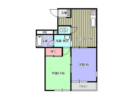 レストヴィレジ大宮(2DK/1階)の間取り写真