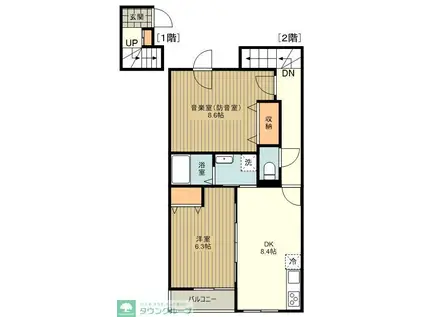 フェリーチェMIYABI(2DK/1階)の間取り写真