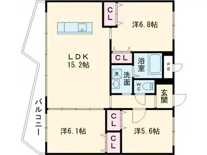 KSK中須コアプレイス(3LDK/4階)の間取り写真