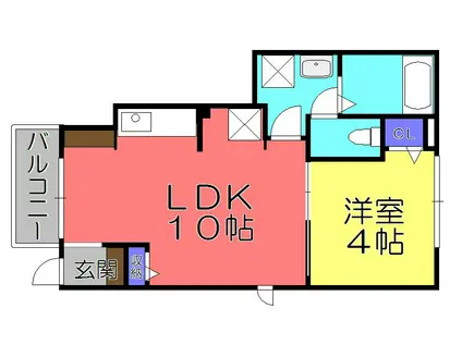 CREVIA(1LDK/1階)の間取り写真