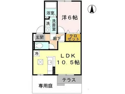 カトルセゾンC棟(1LDK/1階)の間取り写真