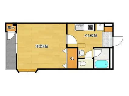 IIIハイツ上竹(1K/1階)の間取り写真