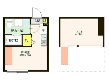 西新井テラス(ワンルーム/2階)の間取り写真