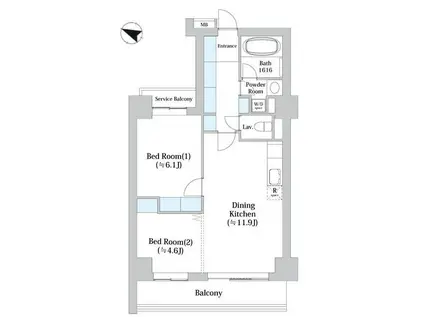 アーバン・シティー音羽(2LDK/11階)の間取り写真