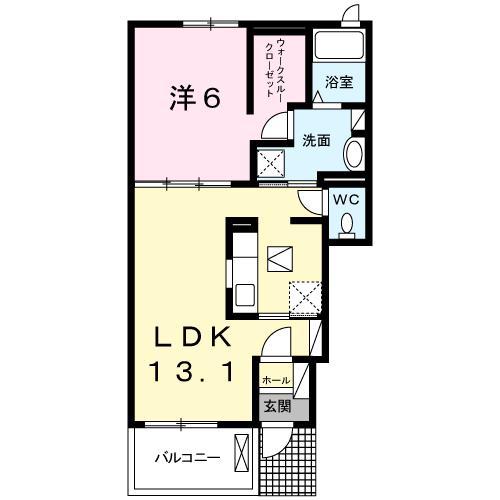 ボヌール メゾン B(1LDK/1階)の間取り写真