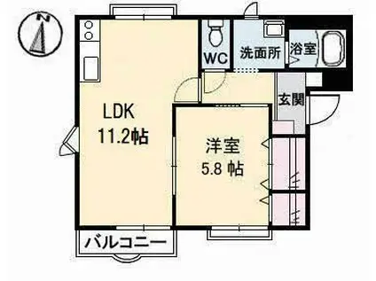 フレグランスASKA C棟(1LDK/2階)の間取り写真